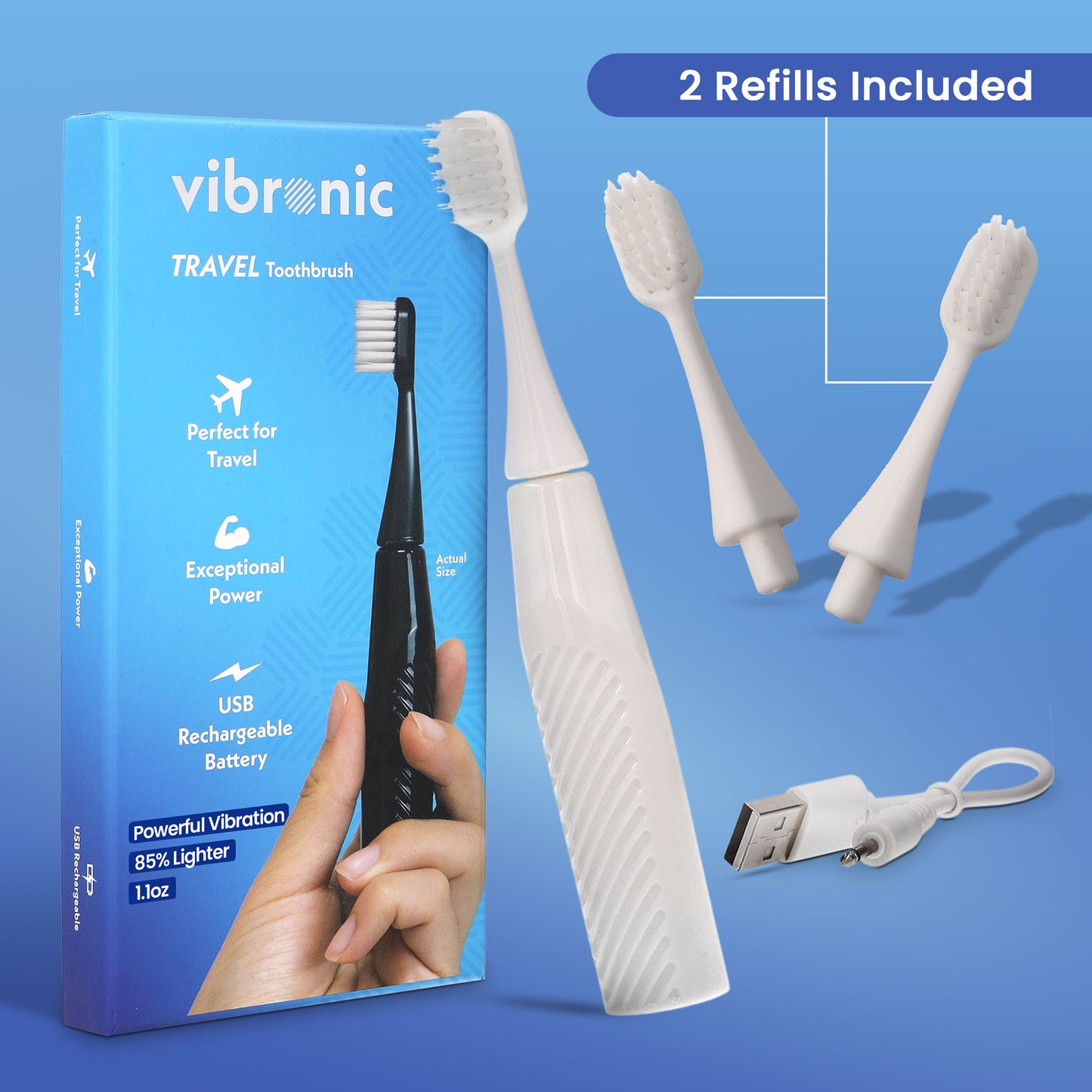 Vibronic Travel Toothbrush - White